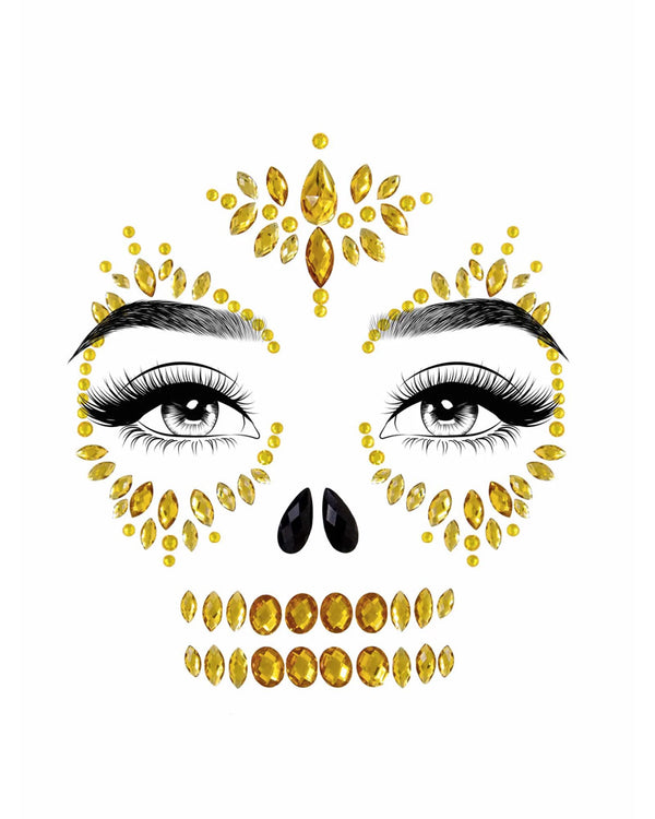 Sugar Skull Adhesive Face Jewels Sticker