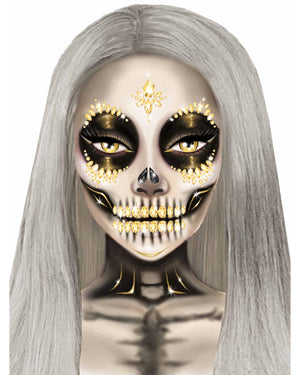 Sugar Skull Adhesive Face Jewels Sticker