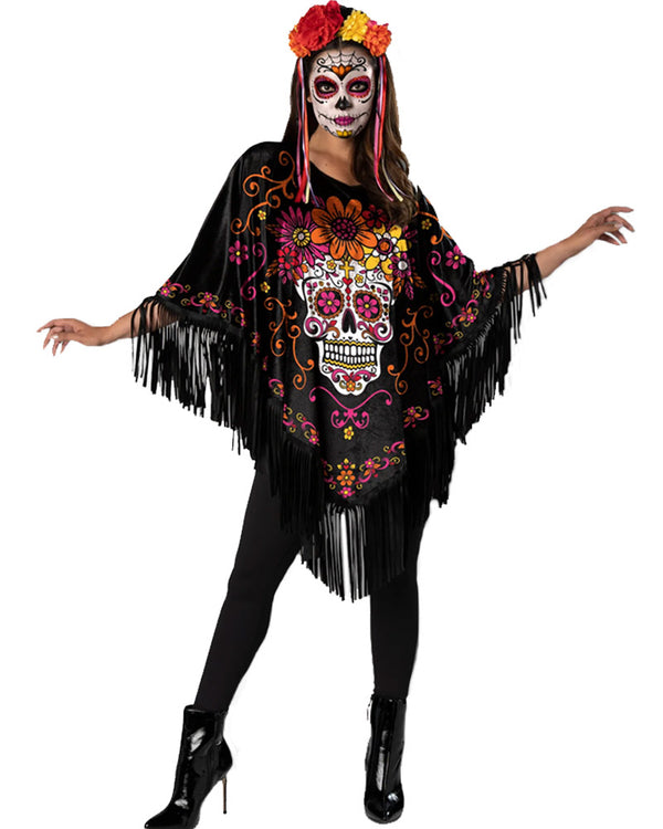 Sugar Skull Womens Poncho