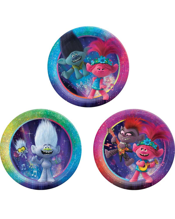 Trolls 2 Assorted 17cm Round Prismatic Paper Plates Pack of 8