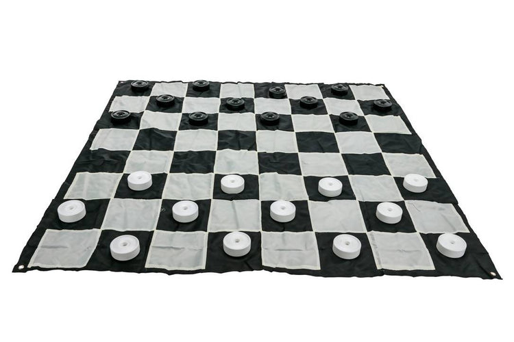 Giant Size Plastic Outdoor Checkers Game Set with Mat 1.5x1.5m