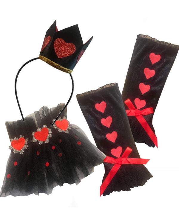 We Are All Mad Here Queen of Hearts Headband Collar and Wrist Cuffs Set