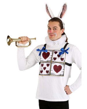 White Rabbit Headband Collar and Tabard Deluxe Costume Set