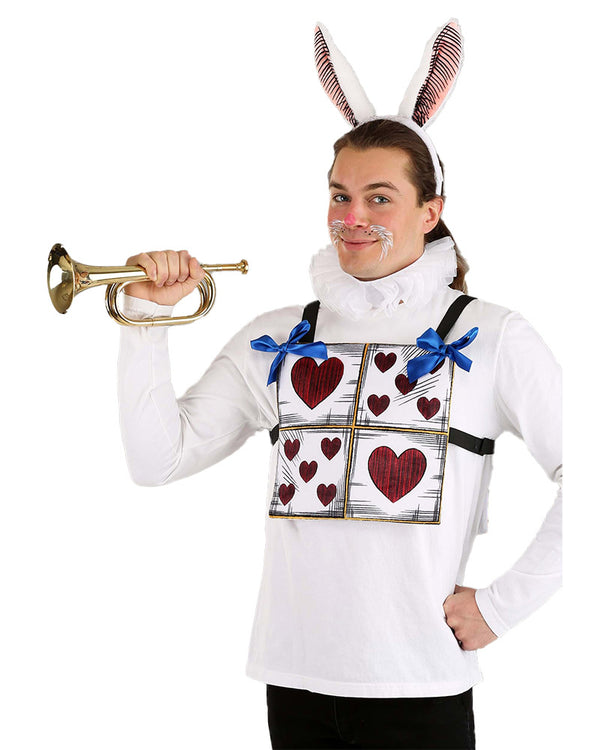 White Rabbit Headband Collar and Tabard Deluxe Costume Set