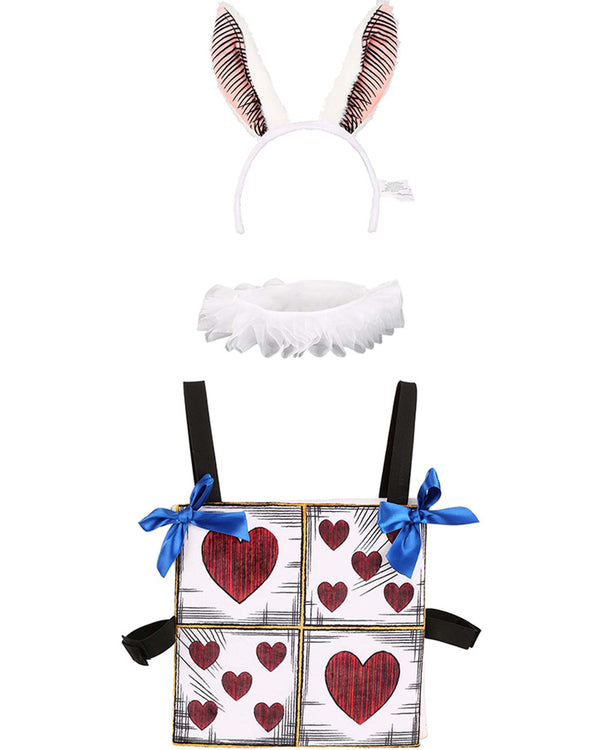 White Rabbit Headband Collar and Tabard Deluxe Costume Set