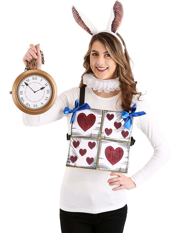 White Rabbit Headband Collar and Tabard Deluxe Costume Set