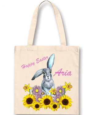 Easter Bunny with Sunflowers Personalised Easter Bag